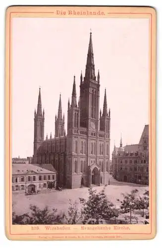 Fotografie Römmler & Jonas, Dresden, Ansicht Wiesbaden, Blick zur Evangelischen Kirche mit Vorplatz