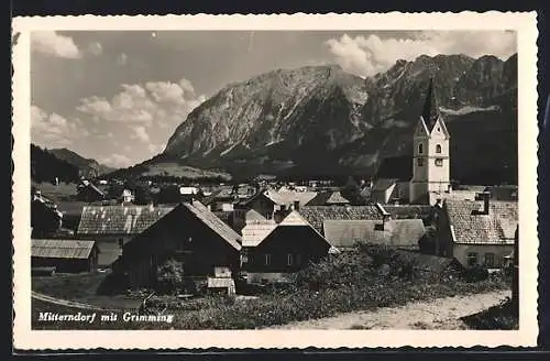 AK Bad Mitterndorf, Ortsansicht mit Kirche und Grimming