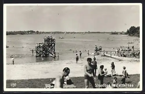 AK Neufeld an der Leitha, Neufeldersee, Badegäste im Strandbad