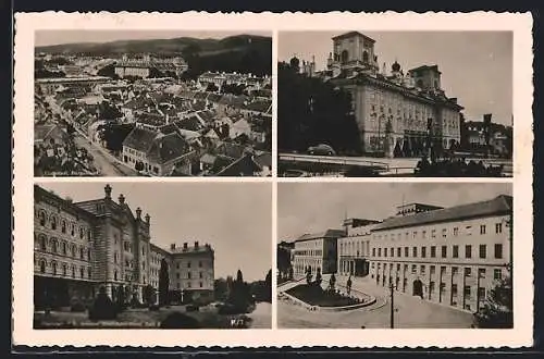 AK Eisenstadt, Blick zum Schloss, Ortspartien & Ortsansicht