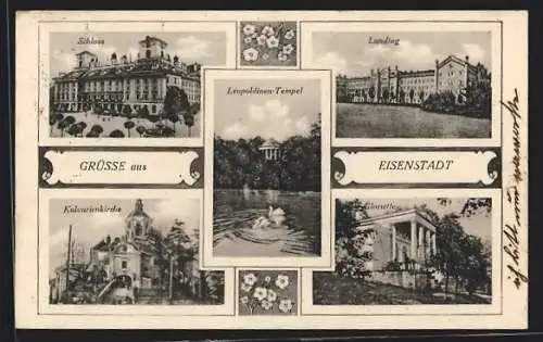 AK Eisenstadt, Schloss, Gloriette und Leopoldinen-Tempel