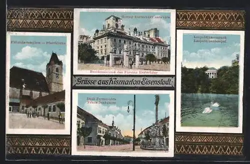 AK Eisenstadt, Hauptplatz mit Brunnen, Pfarrkirche