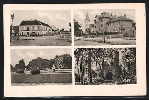 AK Kittsee /Niederdonau, Restaurant Hauswirth, Park, Ruine