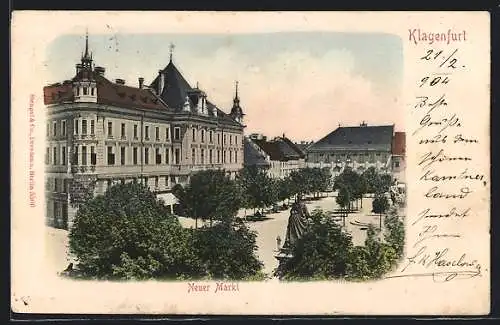 AK Klagenfurt, Neuer Markt aus der Vogelschau