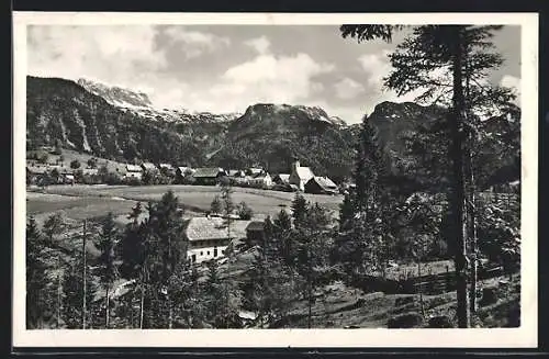 AK Tauplitz, Ortsansicht gegen das Todtengebirge