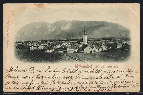 AK Bad Mitterndorf, Ortsansicht mit Grimming