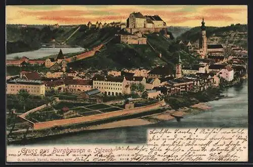 AK Burghausen / Salzach, Ortspanorama