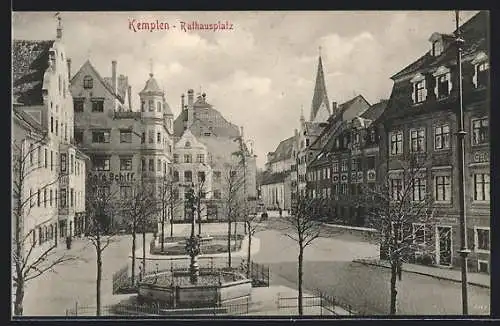 AK Kempten / Allgäu, Rathausplatz mit Cafe Schiff und Brunnen