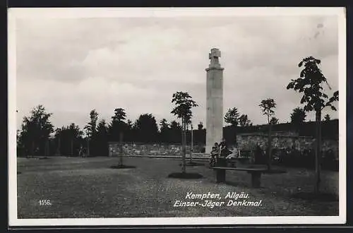 AK Kempten / Allgäu, Einser-Jäger Denkmal