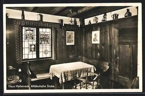 AK Mittelberg / Allgäu, Hotel Haus Hoheneck, Altdeutsche Stube, Innenansicht