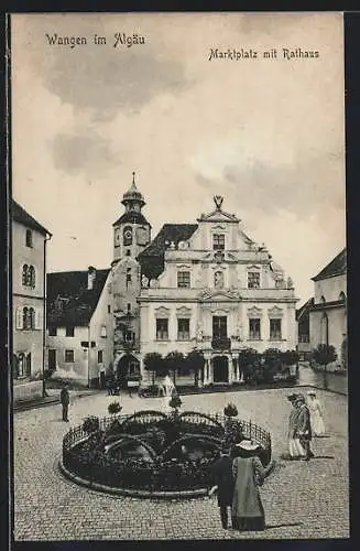 AK Wangen / Allgäu, Marktplatz mit Rathaus