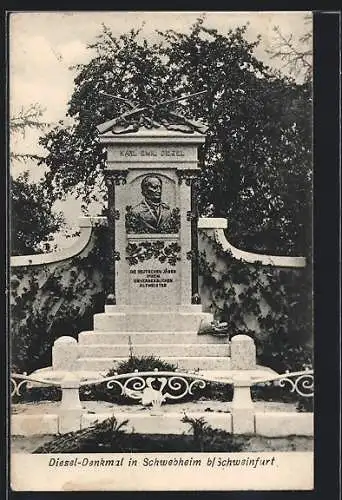 AK Schwebheim / Unterf., Karl Emil Diesel-Denkmal mit Gewehren