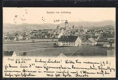 AK Kempten / Allgäu, Ortsansicht vom Lotterberg her