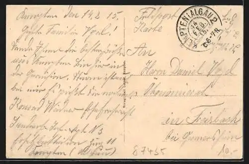 AK Kempten / Allgäu, Teilansicht mit Kirche und Gebirge