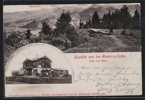 AK Salzburg, Gaisbergspitze, Blick auf Traunstein, Schober und Schafberg