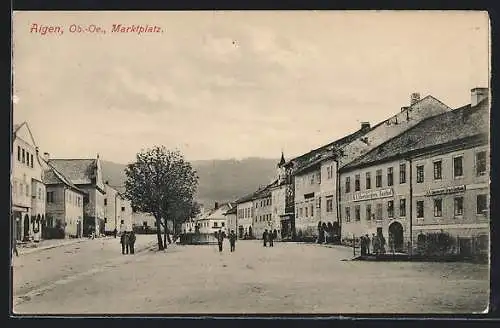 AK Aigen /Ob.-Oe., H. A. Almesberger`s Gasthof am Marktplatz