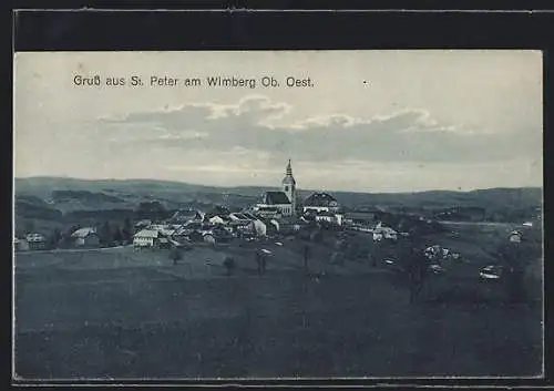 AK St. Peter am Wimberg, Gesamtansicht mit Umgebung und Bergpanorama