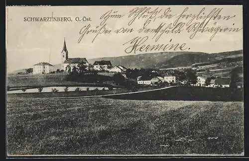 AK Schwarzenberg /O.-Öst., Blick zur Kirche, Totalansicht