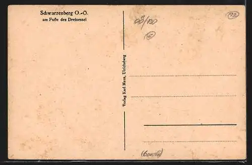 AK Schwarzenberg /O.-Öst., Teilansicht von einem Feld aus