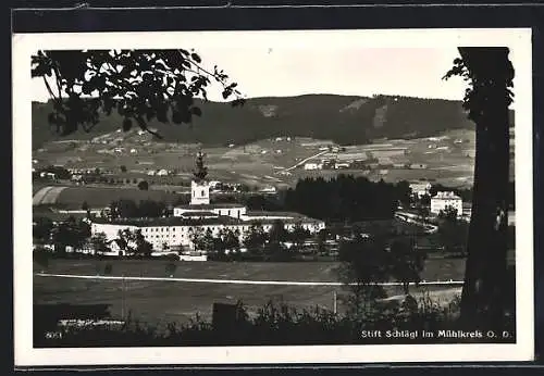 AK Schlägl, Stift Schlägl mit Umgebung aus der Vogelschau
