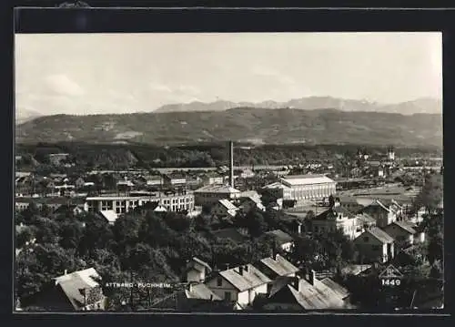 AK Attnang-Puchheim, Ortsansicht und im Hintergrund die Berge