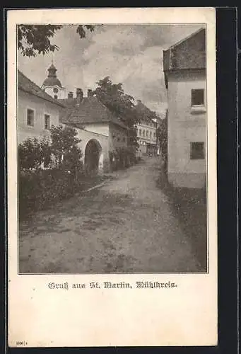 AK St. Martin / Mühlkreis, Strassenpartie im Ort