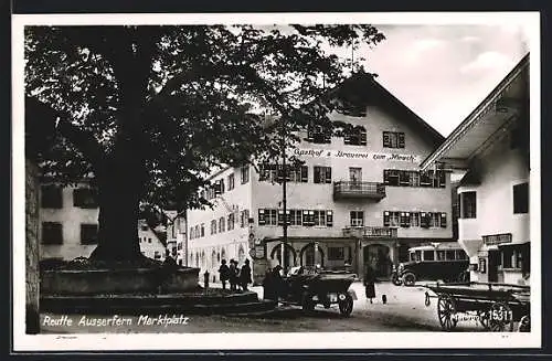 AK Reutte, Ausserfern Marktplatz mit Gasthof & Brauerei zum Hirsch