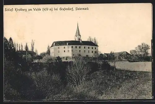 AK Kirchberg am Walde, Blick zum Schloss