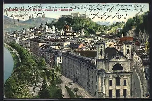 AK Salzburg, Ortsansicht von der Humboldt-Terrasse am Mönchsberg