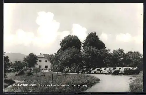 AK Mauerbach, Gasthof Steinböck mit Parkplatz