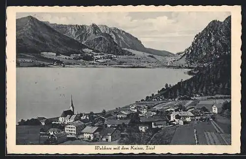 AK Walchsee, Ortsansicht mit See und Bergen