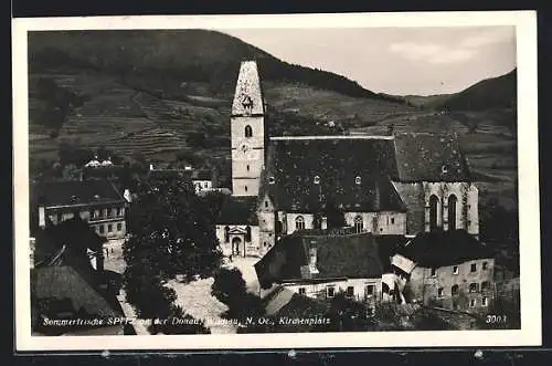 AK Spitz /Donau, Kirchenplatz aus der Vogelschau