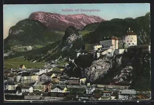 AK Kufstein, Teilansicht mit Kaisergebirge und Festung