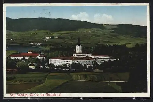 AK Schlägl, Stift Schlägl mit Umgebung aus der Vogelschau