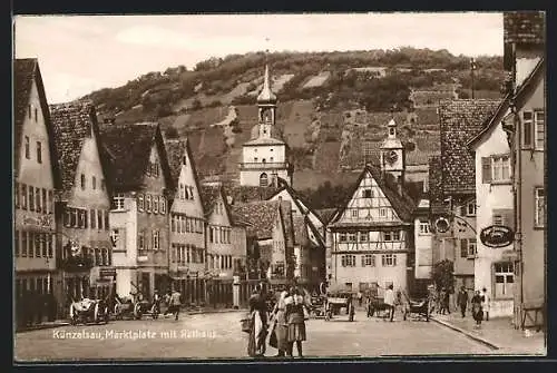 AK Künzelsau, Marktplatz mit Rathaus