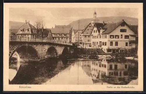 AK Künzelsau, Partie an der Kocherbrücke