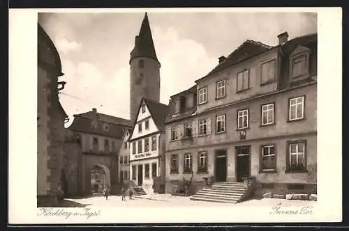 AK Kirchberg /Jagst, Inneres Tor mit Turm, Ortspartie