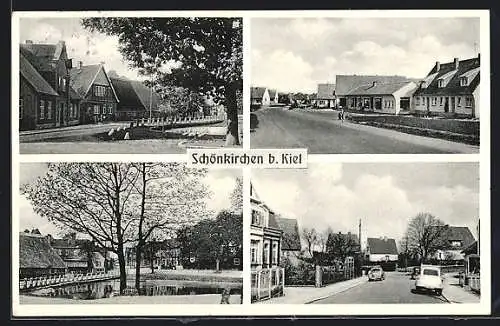 AK Schönkirchen bei Kiel, Strassenpartien, Teich