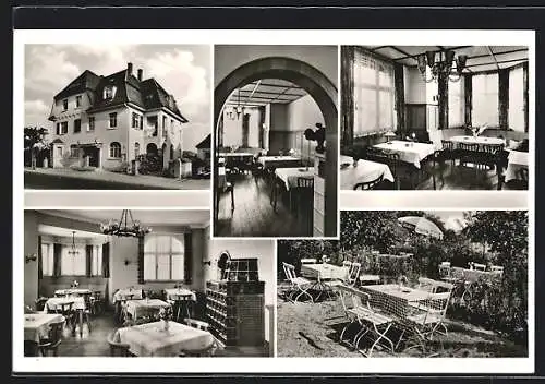 AK Bad Friedrichshall-Jagstfeld /Neckar, Gasthaus Alter Schacht F. Reinmuth, Innenansichten, Gebäude, Garten