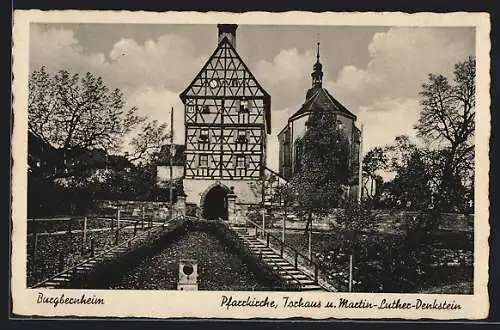 AK Burgbernheim, Pfarrkirche, Torhaus und Martin-Luther-Denkstein