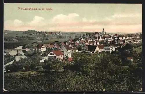 AK Neuenstadt a. d. Linde, Gesamtansicht mit Brücke