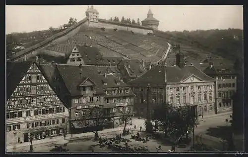 AK Esslingen / Neckar, Strassenpartie am Marktplatz