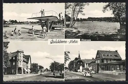 AK Quickborn /Holst., Schwimmbad, Elsensee, Kieler Strasse