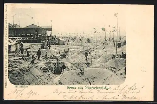 AK Westerland /Sylt, Sandbauten am Strand