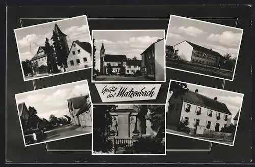 AK Matzenbach / Crailsheim, Strassenpartie, BP Geschäft, Gedenktafel