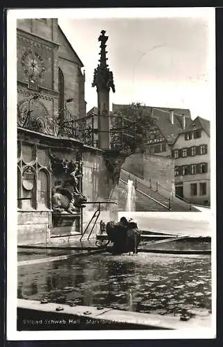 AK Schwäbisch Hall, Marktbrunnen mit Pranger