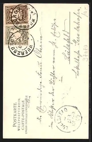 AK Würzburg, Domstrasse mit Geschäft und Dom