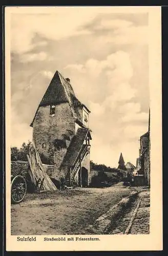 AK Sulzfeld / Main, Strassenpartie mit Friesenturm