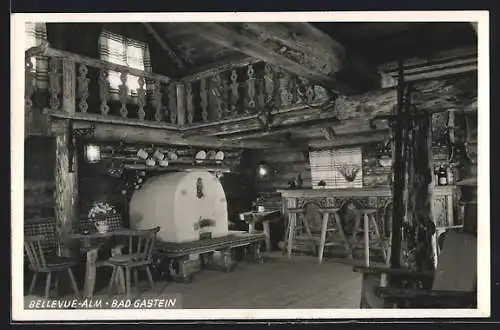AK Badgastein, Innenansicht der Bellevue-Alm