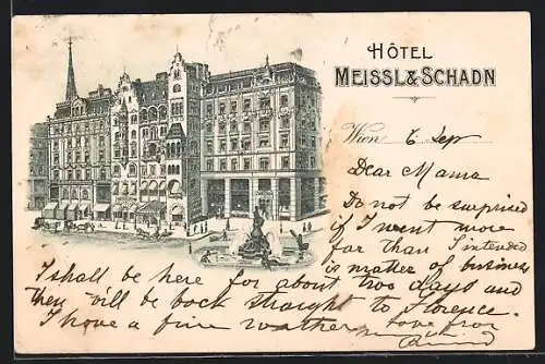 Lithographie Wien, Hotel Meissl & Schadn, Hoher Markt